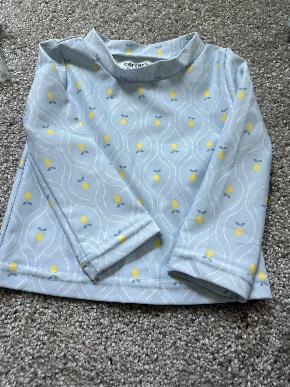 Carter's Light Blue Rash Guard Set with Yellow Lemon Print
